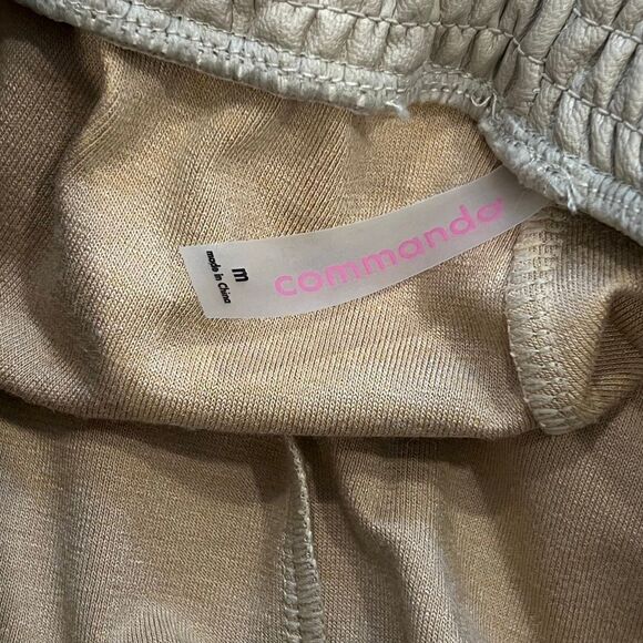 Commando, Sand Tan Faux Leather Jogger Pants Smocked Elastic Hem, Women’s Medium - Picture 7 of 15